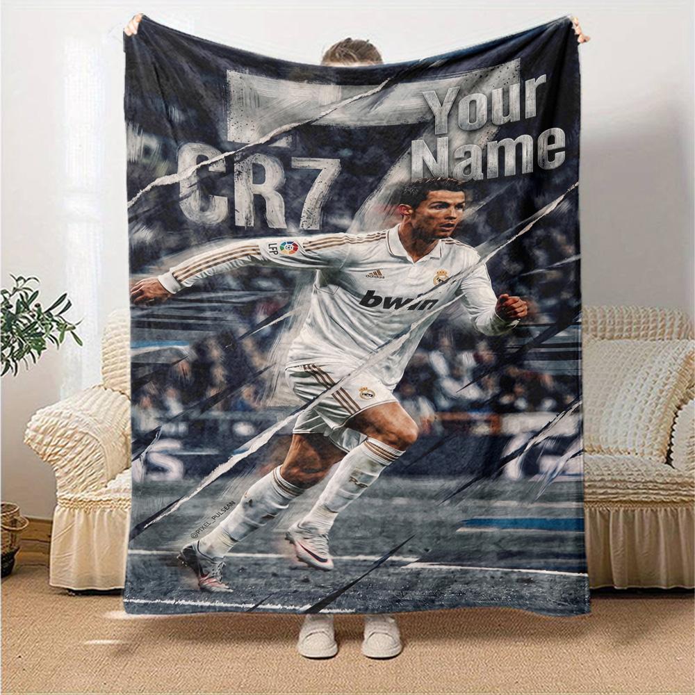Cristiano Ronaldo (143) Personalized Text Blanket Multi-purpose Customizable Blanket Warmthful Decor Suitable for Sofa Nap Livingroom Picnics