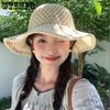 Women's Crochet Knit Straw Bucket Hat Wide Brim Hollow Sun Hat UV Protection for Summer Beach & Outdoor Activities