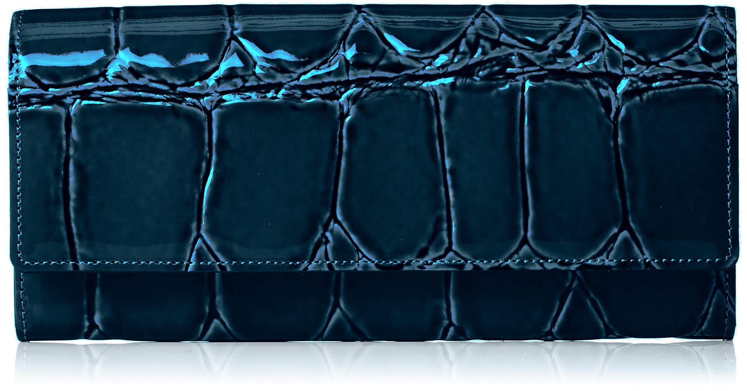 Длинный кошелек Arcan в стиле Garcon, Хвост крокодила, Сине-зеленый