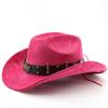 Suede Western Cowboy Hat Vintage Metal Jazz Hat Men's and Women's Ethnic Style Autumn and Winter Big-brimmed Top Hat
