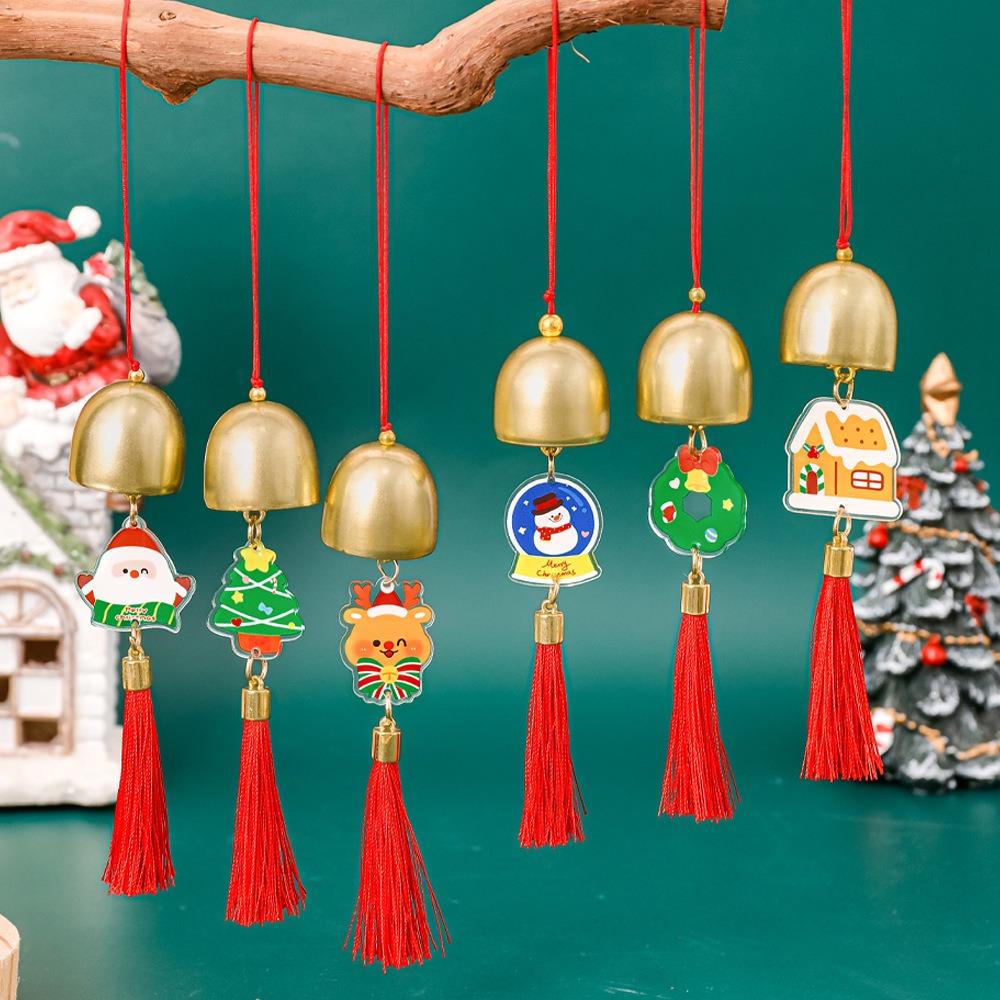 New Acrylic Christmas Bell Iron Portable Tassel Pendant Wind Chime