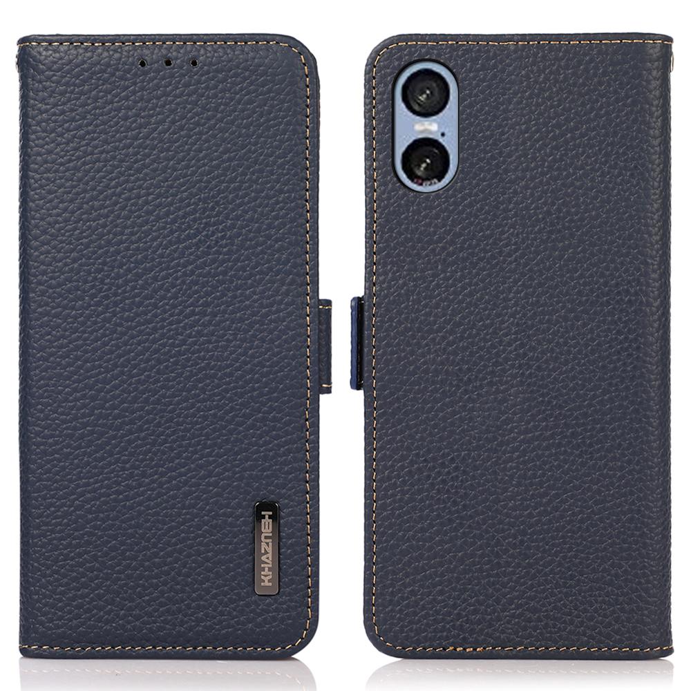 For Sony Xperia 5 VI Case RFID Blocking Genuine Cow Leather Phone Cover