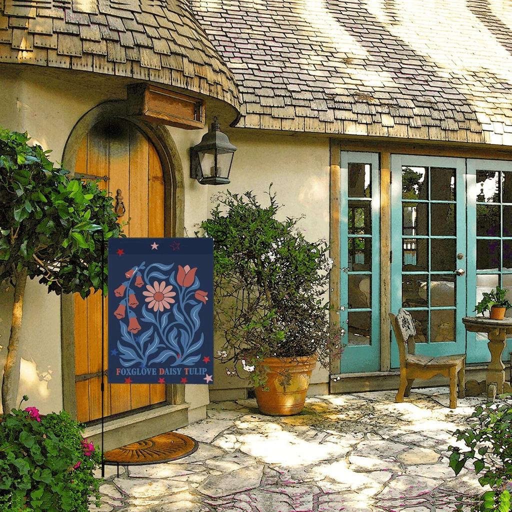 Foxglove Daisy Tulip Yard Flag 31*46CM One Size Double Sided, Inspirational Yard Flags