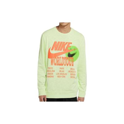 Nike Casual Sports Printed Letter Pattern Crew Neck Pullover Sweatshirt Men Tops Green DA0630-383
