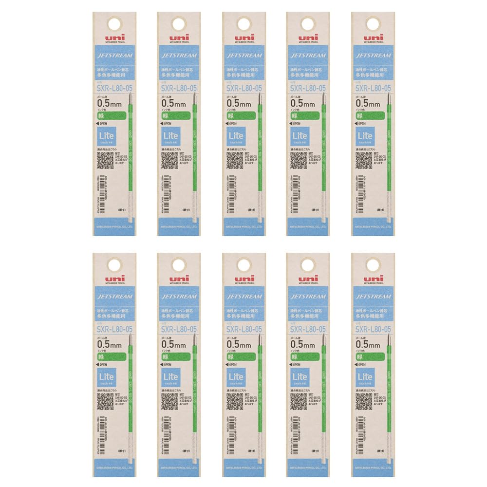 

Mitsubishi Pencil Jetstream Refill Lite Touch Multicolor of (with Ink), Multifunction, 0.5mm, Green, SXRL8005.6 (Pack 10)