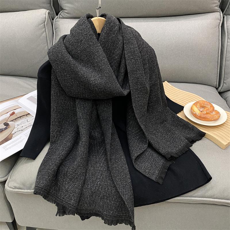 Women Winter Warm Luxury Imitation Cashmere Scarves Solid color Fashion Shawl Wrap Ladies Blanket Foulard Pashmina Bandana Scra
