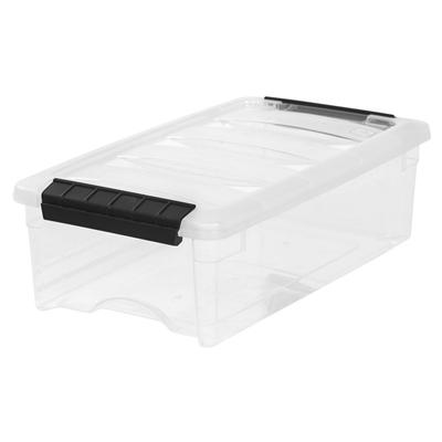 5QT Clear Modular Storage Box with Handle and Buckle Latches Stackable Organizing Bedroom Craft Supplies Office Items