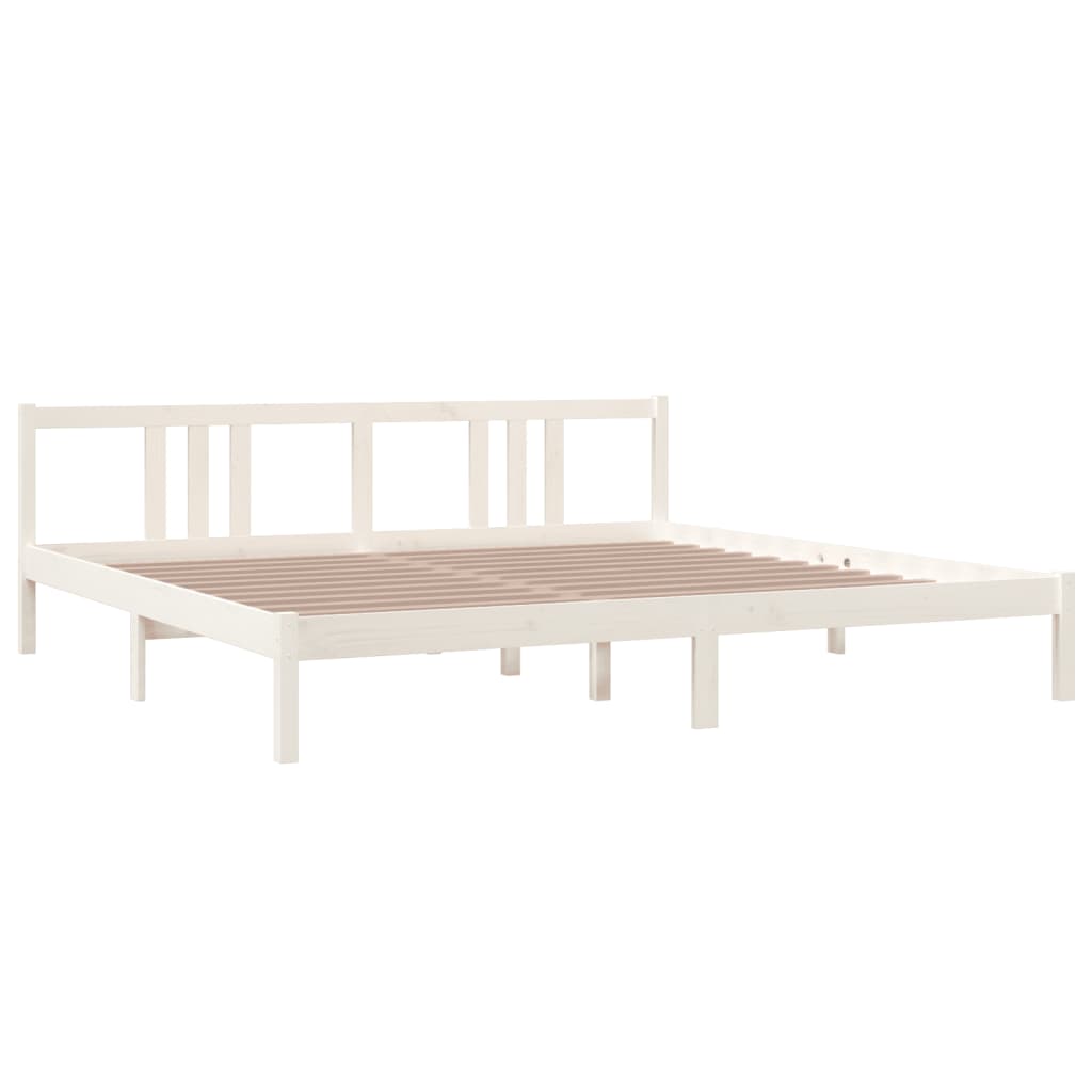 Solid Wood Bed White 200 x 200 cm
