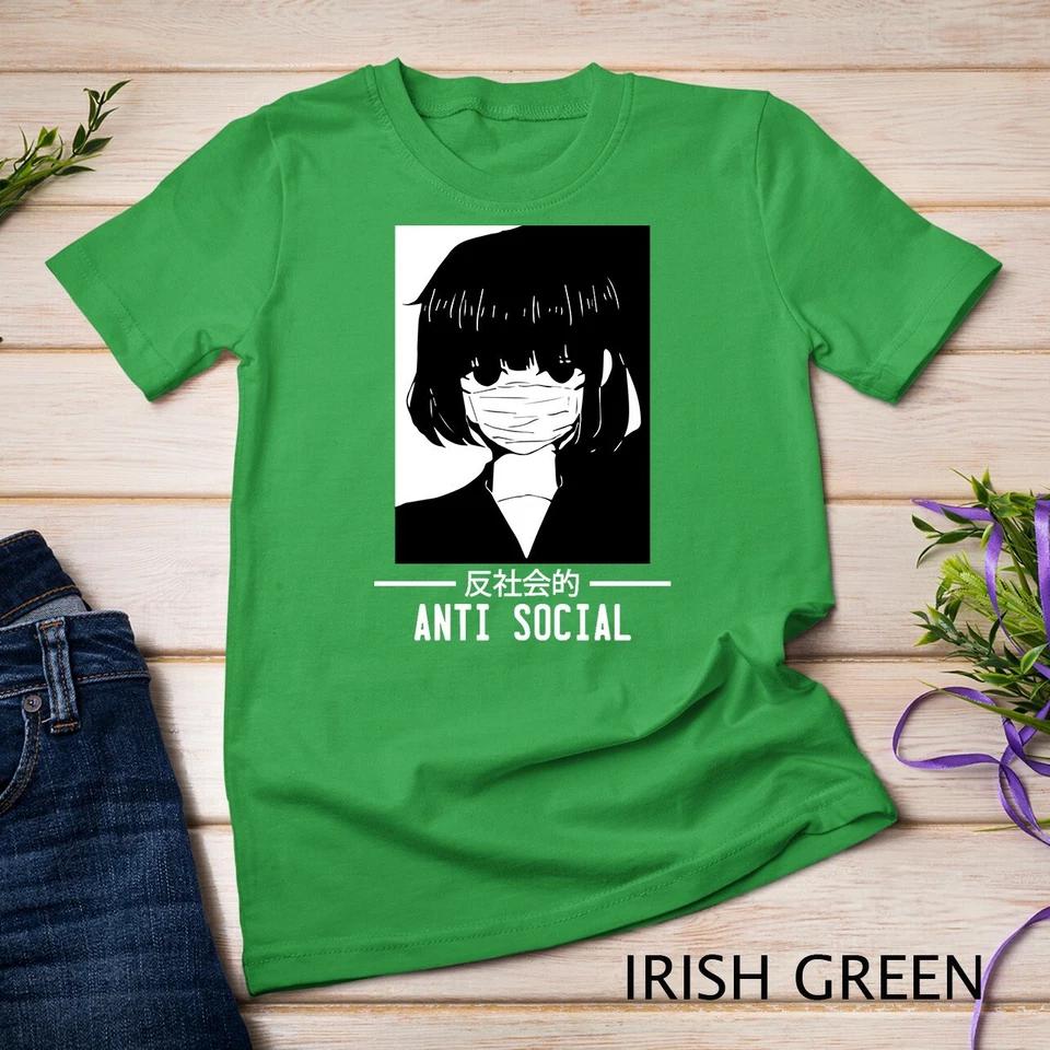 Anti Social Japanese Text Aesthetic Vaporwave Anime Gift T-Shirt Unisex T-shirt 4 M