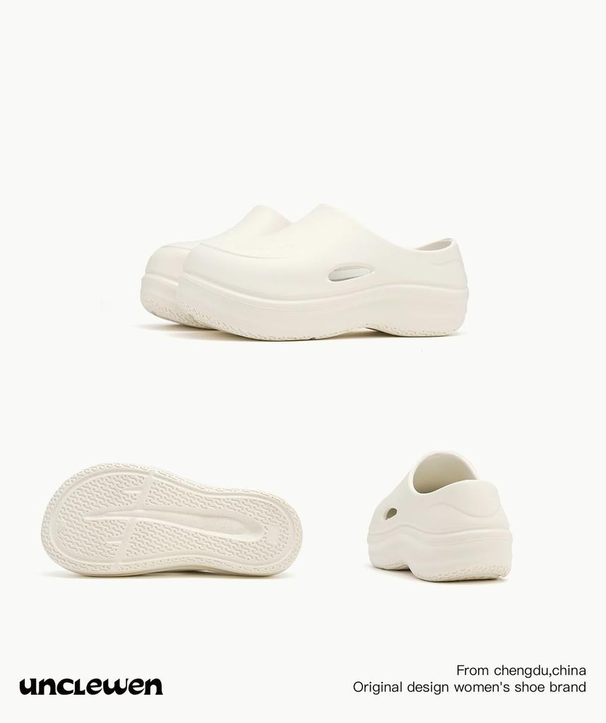 2025 new MULE platform hole shoes cool slippers chef muller shoes women heighten bag head stepping on shit feeling