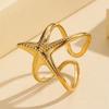 Stainless Steel Gold Color Starfish Open Rings Fashion Metal Hollow Star Adjustable Finger Ring Waterproof Jewelry Gift 2026
