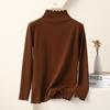 Women's Nano Fleece High Neck Ruffle Long Sleeve Warm T-shirt
