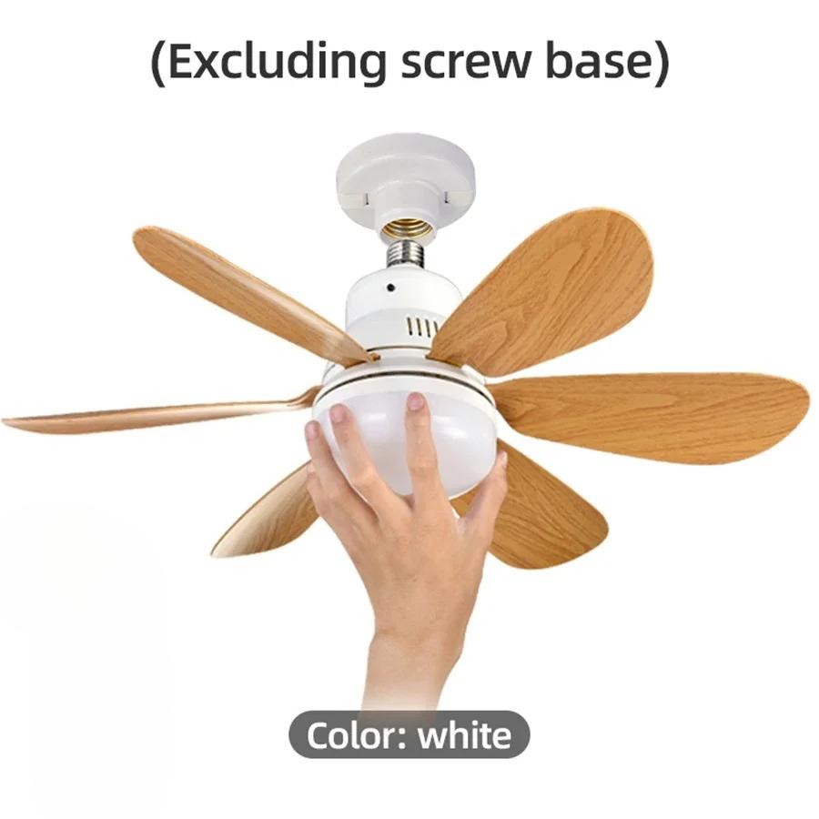 

2026 New E27 Screw Mouth Household Silent Small Fan Light, Dining Room Bedroom Wood Grain Fan Leaf Ceiling Fan Light 40W