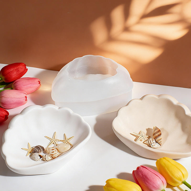 1PC Love Heart Shell Shaped Silicone Storage Tray Mold DIY Epoxy Resin Mould Jewelry Plate Trinket Casting Mold Craft Decor