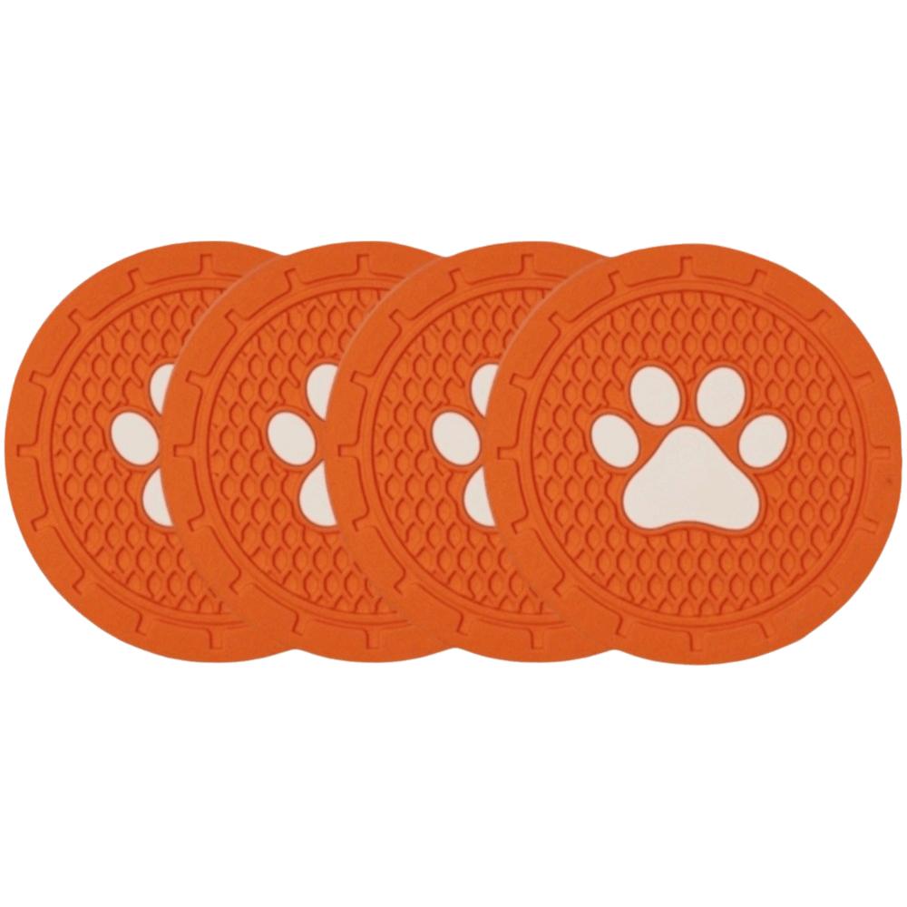 4pcs Strong Wear-Resistan Car Cup Holder Coaster Paw Print Design Universal Cup Mats  Most Vehicles