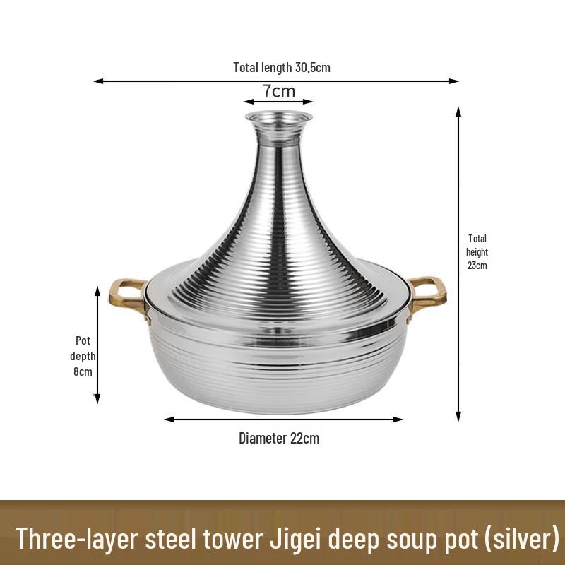 

ZISIZ Stainless Steel Tagine Soup Hot Pot