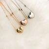 Korean Beaded Heart Clip Necklace: Women's Gold Titanium Steel Ins-Style Clavicle Chain with Stainless Steel Spacer Beads