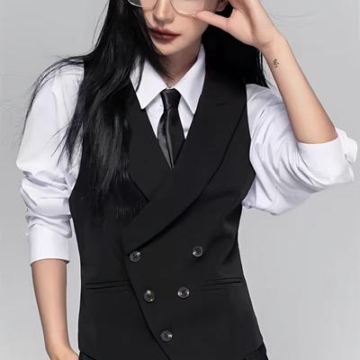 Men's and Women's  Casual Suits with A Lapel Collar Business Vest British Style Lapel Collar Slim Fit Vest Jacket
