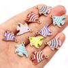20pcs Enamel Fish Charms Pendant for Earrings Necklace Bracelet Findings Alloy Metal DIY Jewelry Making Accessories