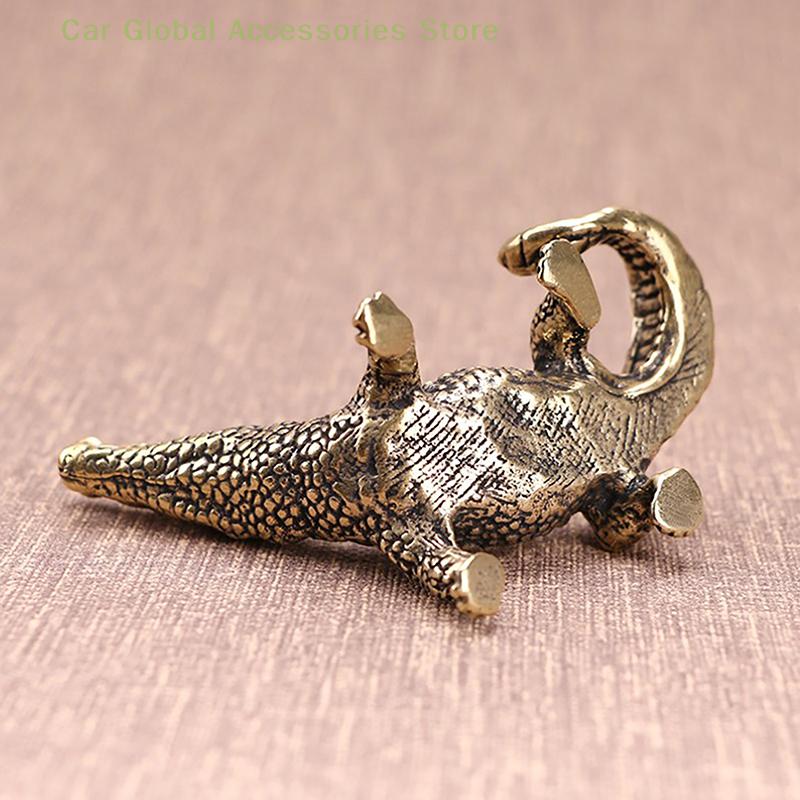 1x Antique Bronze Crocodile Miniature Figurines Vintage Brass Mini Alligator Statue Desk Ornaments Home Feng Shui Decor Crafts