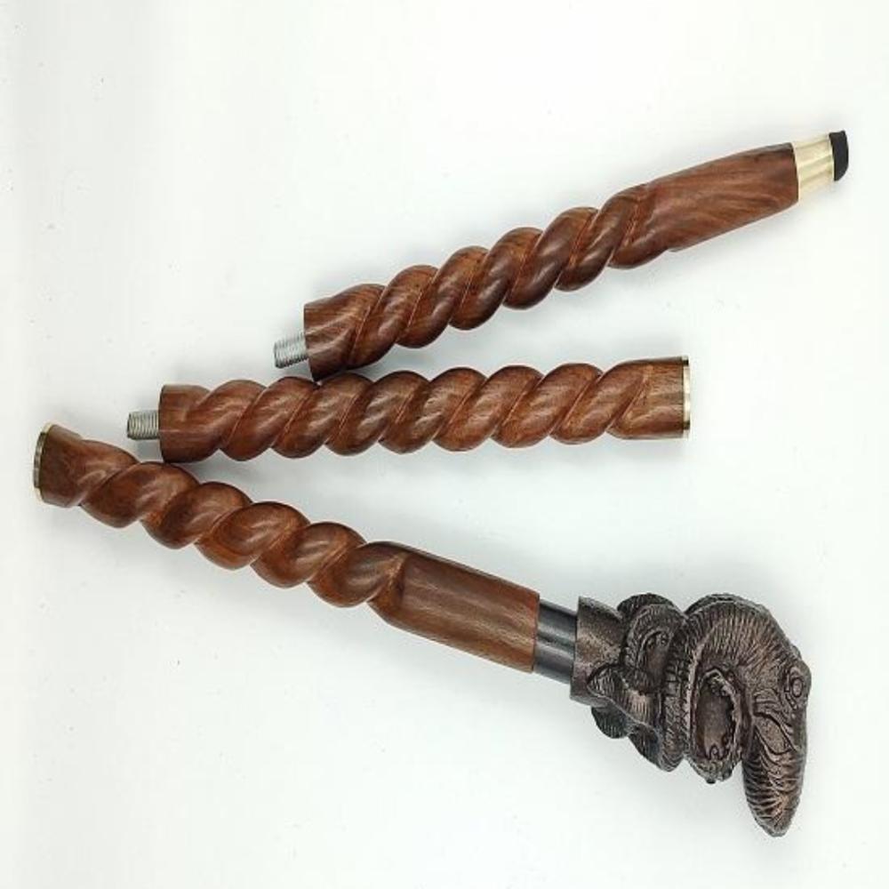 Antique Finish Metal Octopus Handle Walking Cane – 3-Part Wooden Stick, 95 Cm, Decorative Gift