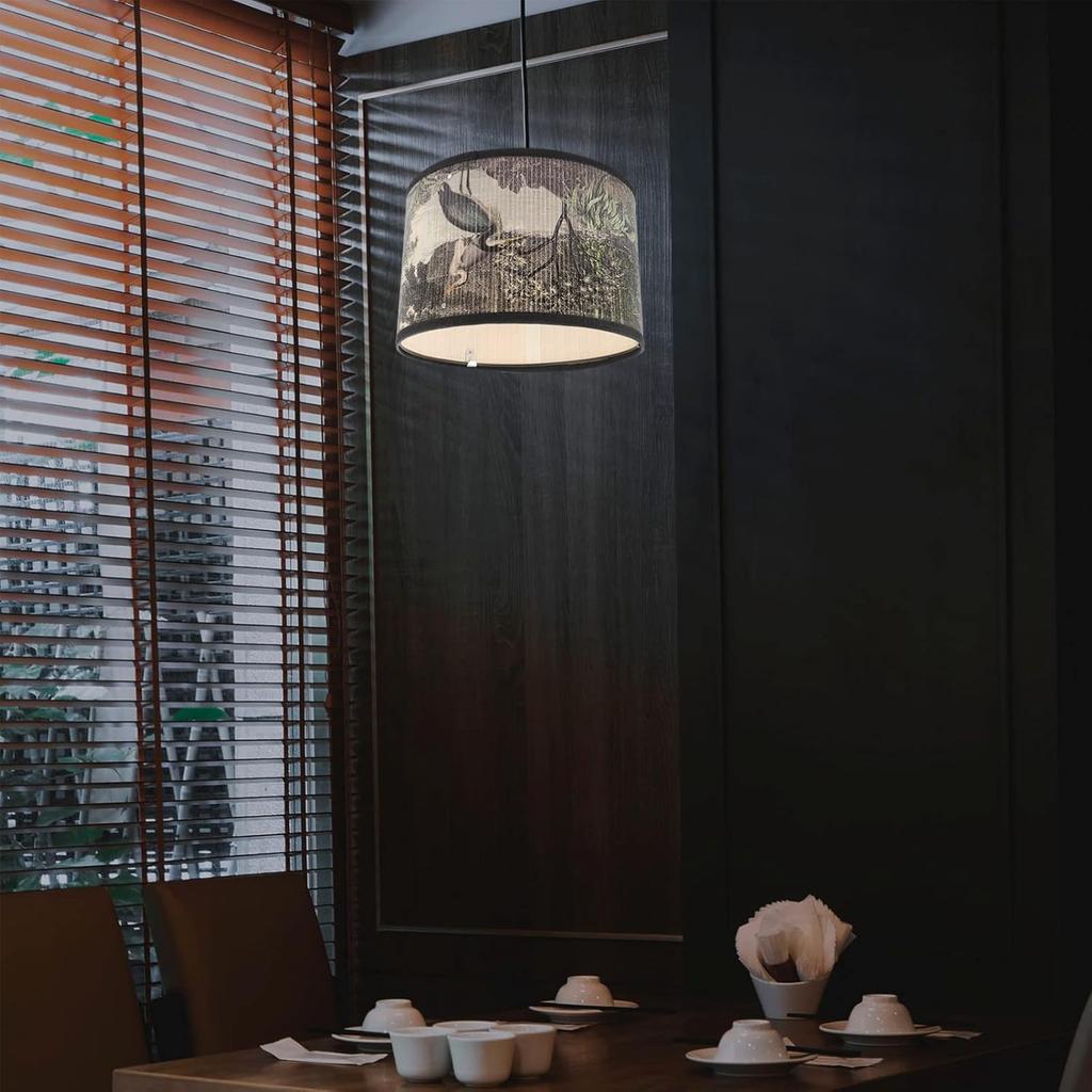 Vintage Lamp Shade Modern Drum Lampshade with Pattern Replacement Lamp Shade for E27 Table Lamp Floor Light