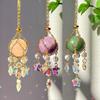1pc Natural Stone Crystal Woven Suncatcher Gripper Hanging Window Garden Home Car Suspension Decoration Gift Modern Simple