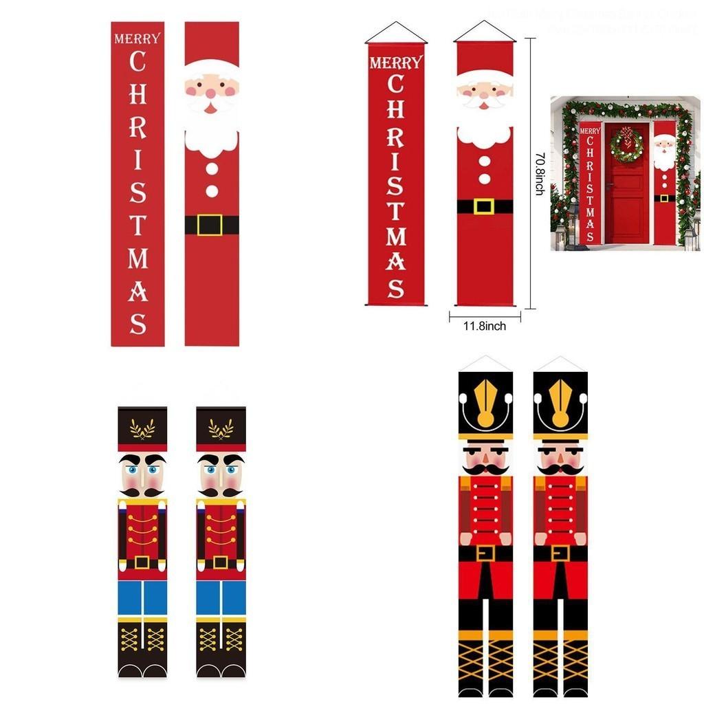 Merry Christmas Knight Santa Snowman Hanging Banner Xmas Party Decor