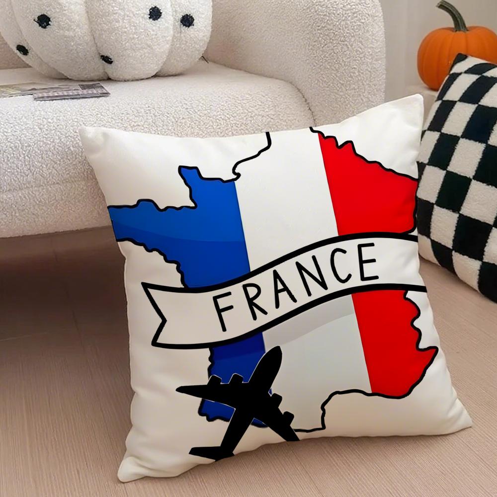 City Romantic Paris France Cushion Cover Throw Pillow Cover Hidden Button Durable Polyester Chair Cushion