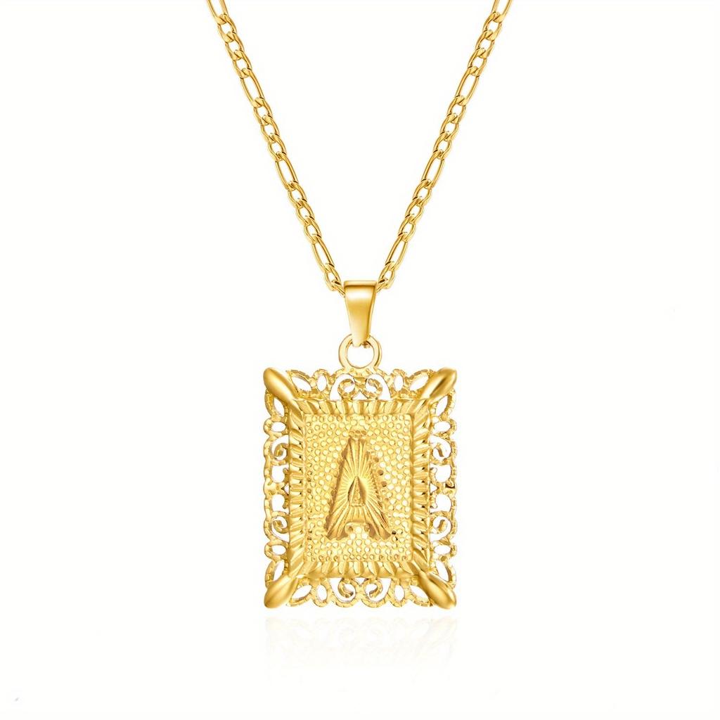 European and American style simple square 26 letter pendant necklace women's personality high-end design jewelry