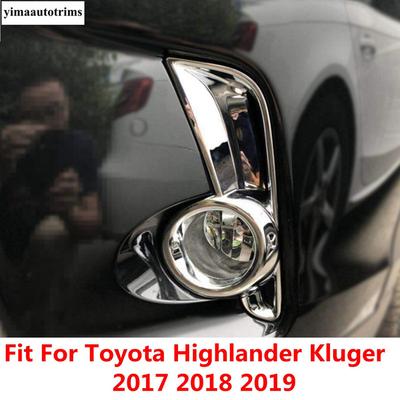 Car Front Fog Lights Lamps Frame Decoration Cover Trim ABS Chrome Exterior Accessories For Toyota Highlander Kluger 2017 -