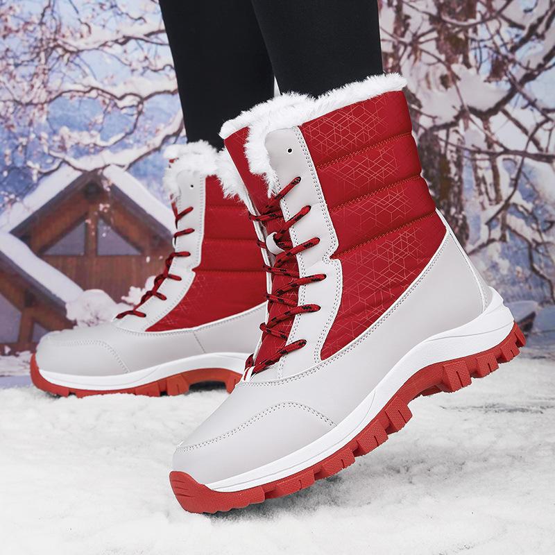 New Winter Snow Boots for Women, High Top Cotton Shoes with Thick Cashmere and Cotton Boots, Warm and Non Slip Boots