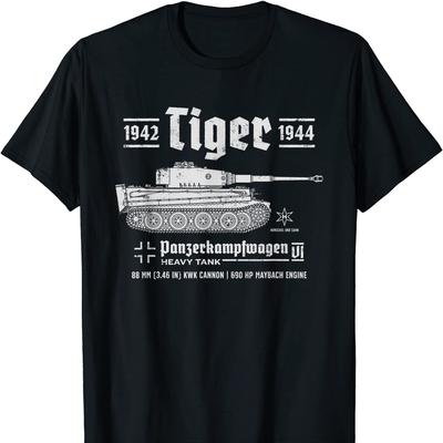 Camiseta Tanque Tigre PzKpfw VI Tanque Pesado Alemán de la Segunda Guerra Mundial. Camiseta de algodón de primera calidad para hombre, cuello redondo y manga corta, tallas S a 3XL