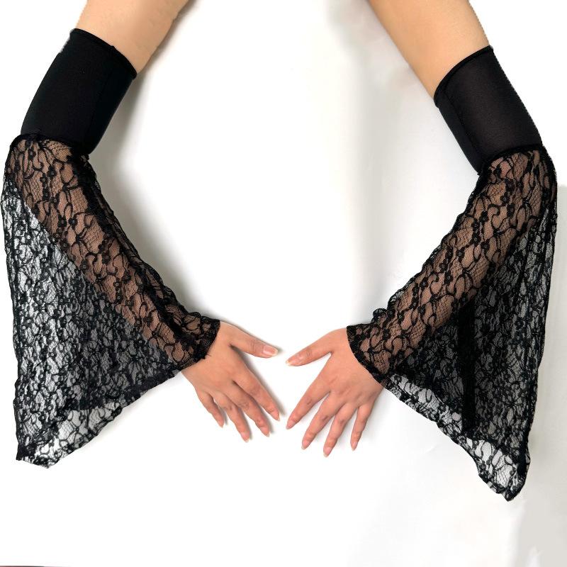 Thin Breathable Detachable Horn Sleeve For Wedding Dresses  Long Tulle Witch Gloves Arm Cover Halloween Costume Accessories