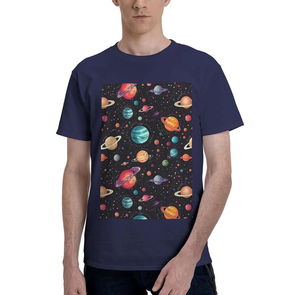 Solar System Space Planets Universe Men TShirt Plus Size T Shirts Mens Crew Neck Cotton Tees Short Summer Male