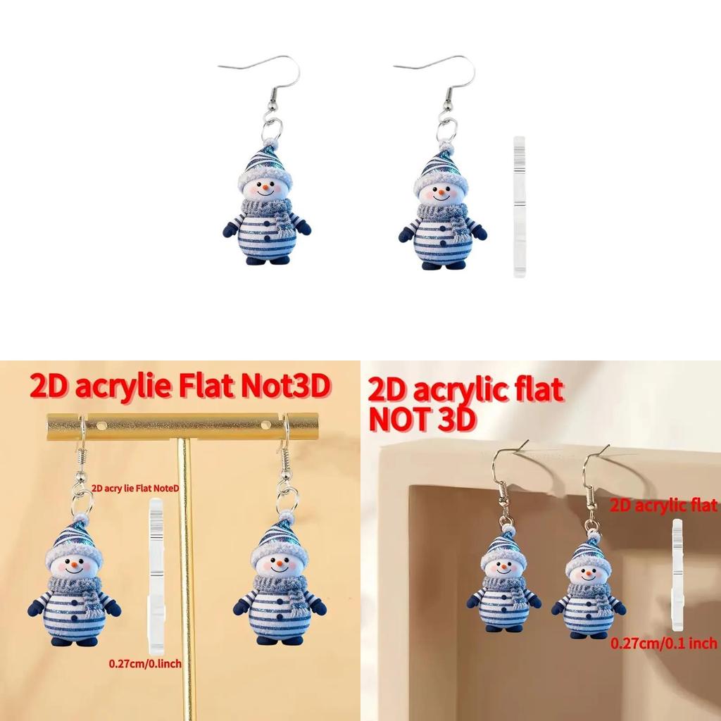Festive Snowman Acrylic Jewelry With Printed Design For Holiday Gift Giving