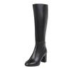Stiefel Damen kniehoch Plateau Damen Leder Modisch Langer Schaft Blockabsatz Spitze Seite Reißverschluss Zapatos Para Mujer