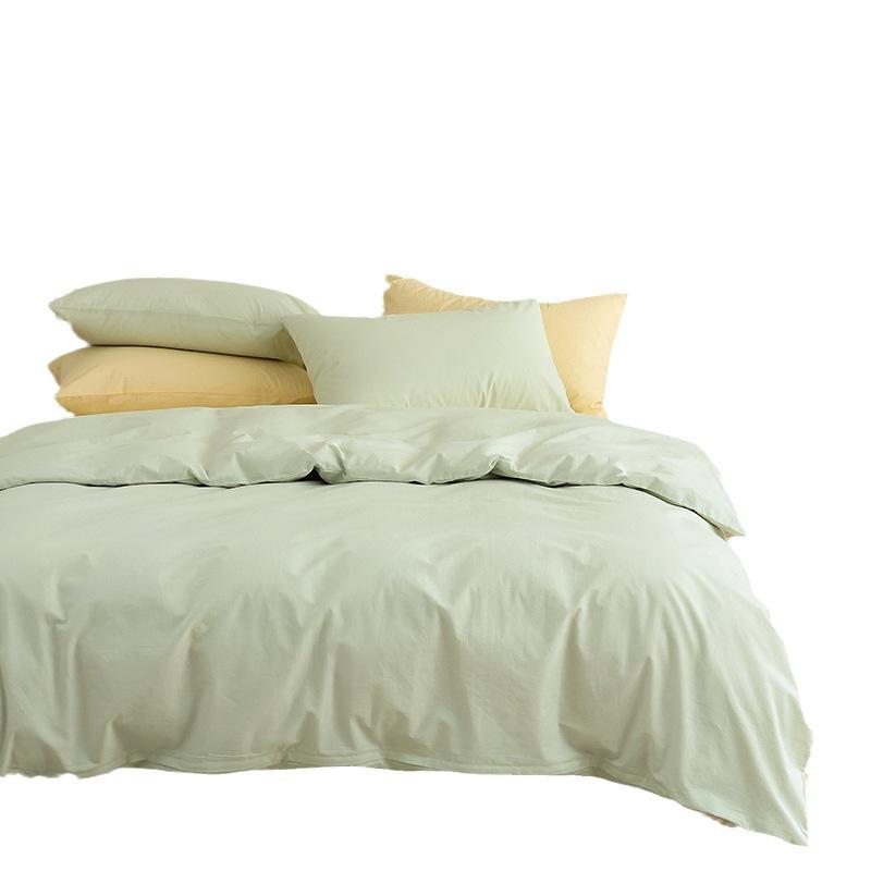 Set de patru piese din bumbac pur din bumbac spălat din două piese, în stil nordic, de culoare uni