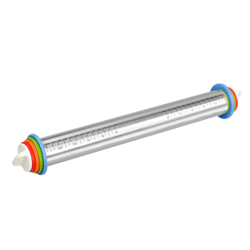 17-Inch Stainless Steel Rolling Pin Set with Adjustable Thickness and Dough Mat