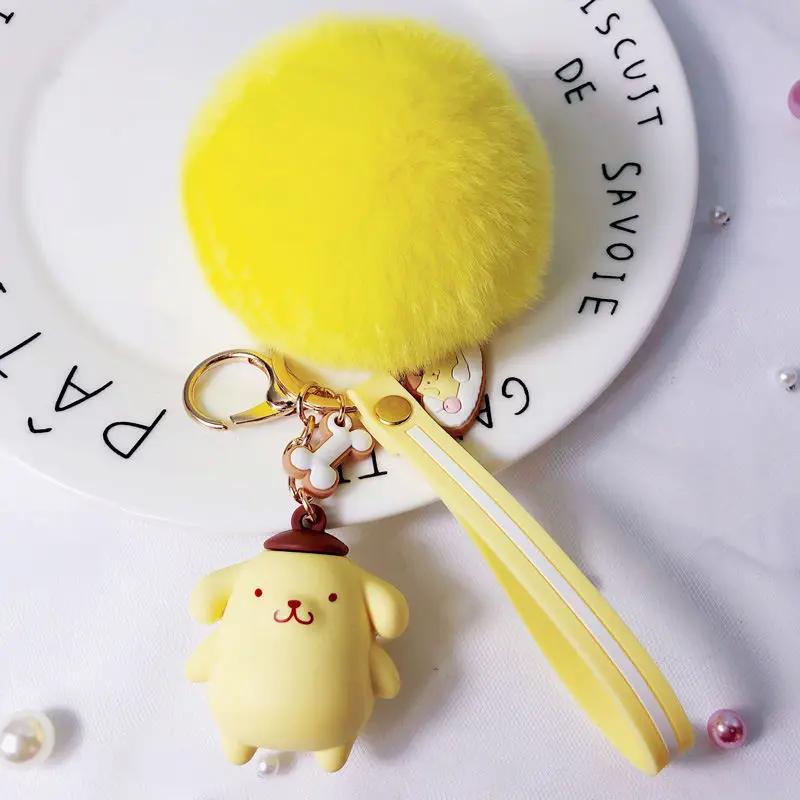 

Нові брелоки Sanrio Hello Kitty Kuromi Melody Cinnamoroll Чарівні з пухнастим хутряним помпоном-кроликом Підвіска для сумки Жіночий Дівчачий Брелок Подарунки
