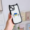 Soft Cat Ear Phone Cases for iPhone 16 15 13 12 11 Pro Max 14 Plus XR XS Max TPU Anti-Drop Transparent Acrylic Back Cover N88 Love Design