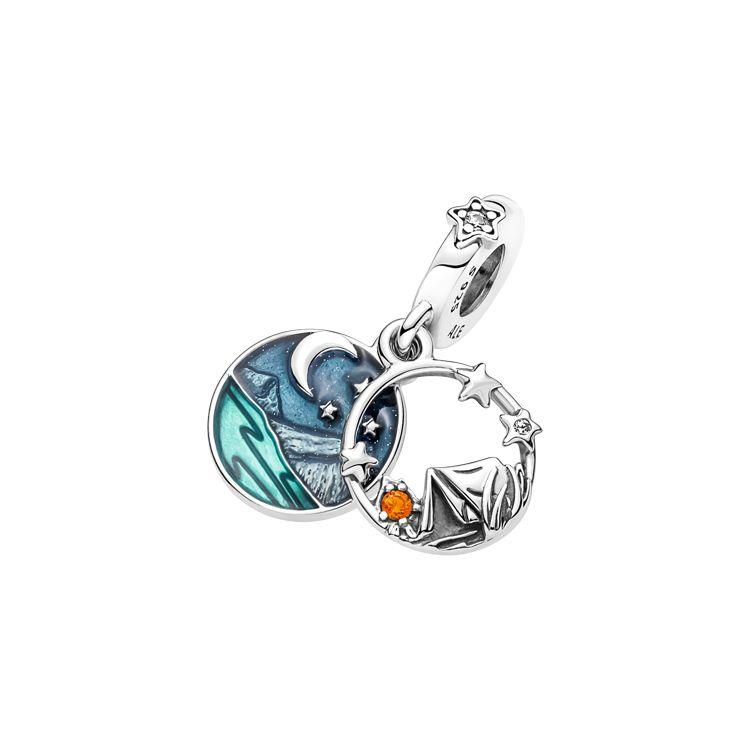 Pandora Spring Camping Star Moon River Charm Unisex Charm Silver 791686C01 Box,Silver