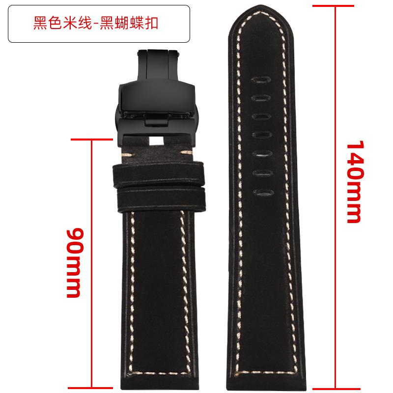 Extended matte crazy horse Frosted leather watchband 22m 24mm For Pam111 441 Hamilton Tissot Omega Casio men Vintage watch strap