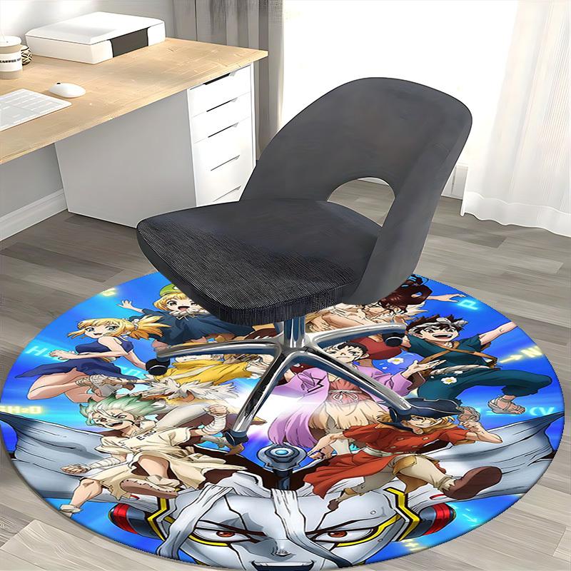 1pc Anime Design Round Carpet - Office Chair Mat, Non-Slip Rug for Anime Lovers (Festive Gift
