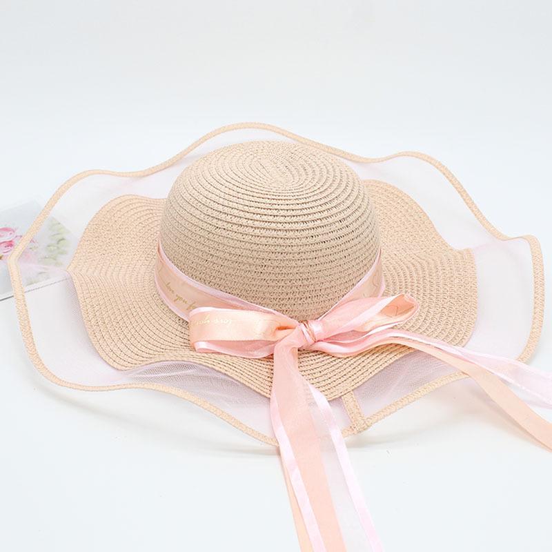 Hat Women'S Summer Sunscreen Sunshade Big Brim Mesh Straw Hat Travel Sun Hat Seaside Versatile Vacation Beach Hat