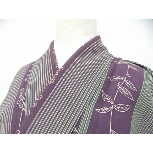 Recycled kimono, small pattern, washable kimono, single garment, striped, Hagi kimono, length approx. 159cm, sleeve length approx. 64.5cm,