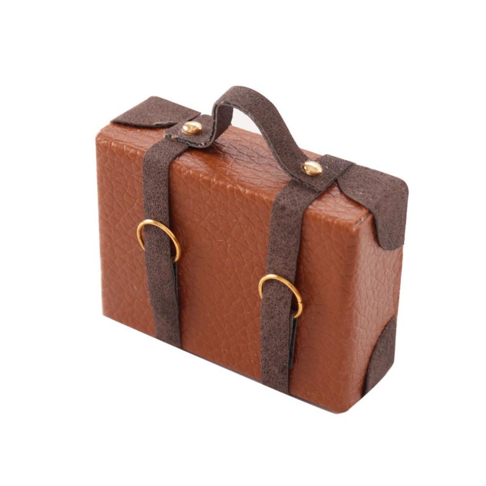 DIY 1:12 Dollhouse Miniature Briefcase Wood Miniature Model Suitcase Model Document Foreskin Box Doll House Accessories