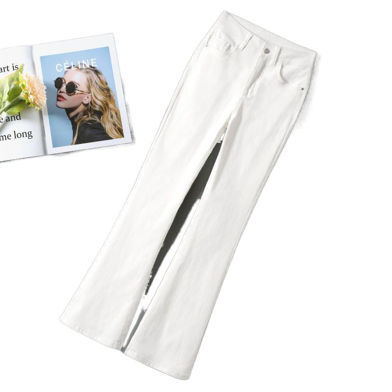 2024 Women's White High-Waisted Micro-Flare Summer Jeans
