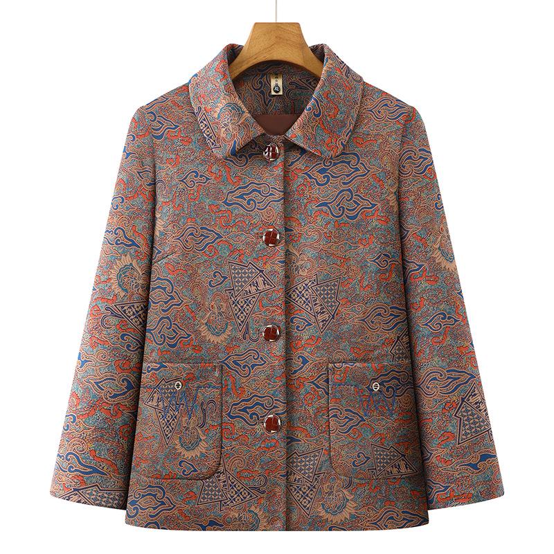 

2026 Stylish Spring/Autumn Lapel Jacket for Middle-Aged and Elderly Women 6XL (for 160-170 jin)
