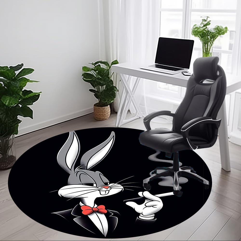 1pc Bugs Bunny Office Round Area Rug, Under Office Chairs Bedroom Living Room Home Decor, Room Deco, Available In Various Sizes